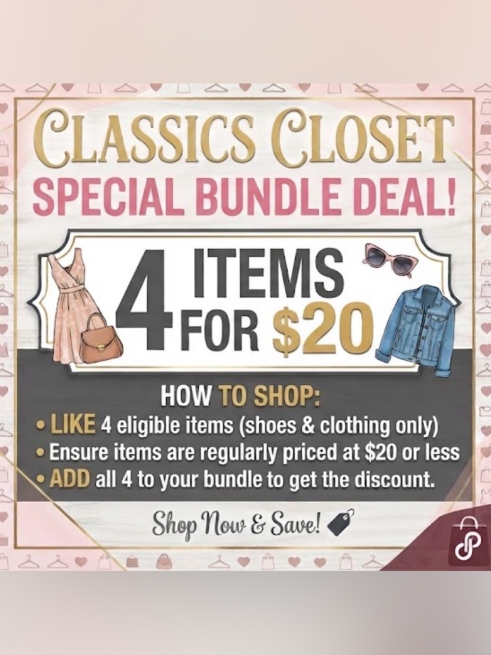 Classics Closet Special Bundle Deal - Pink Accent Promotional Sign